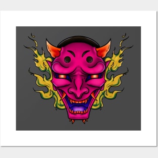 Hannya & Flames 2 Posters and Art